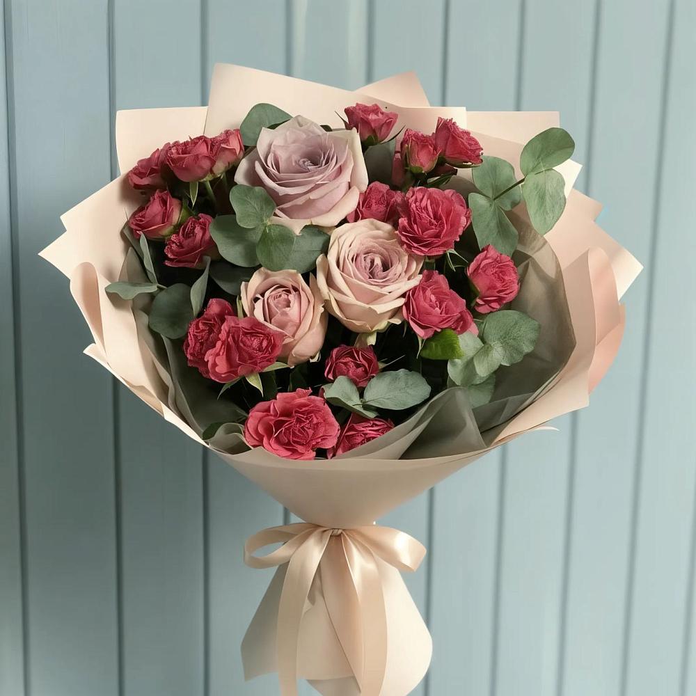 Букет цветов из: Гвоздики и Розы в Елизаветинской Ростовской области