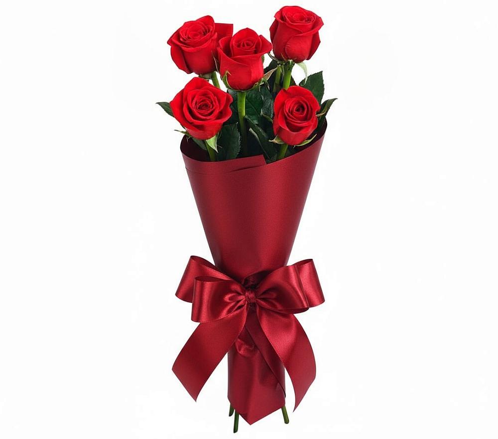 Букет 5 Красных роз Эдлесс Лав в Елизаветинской Ростовской области