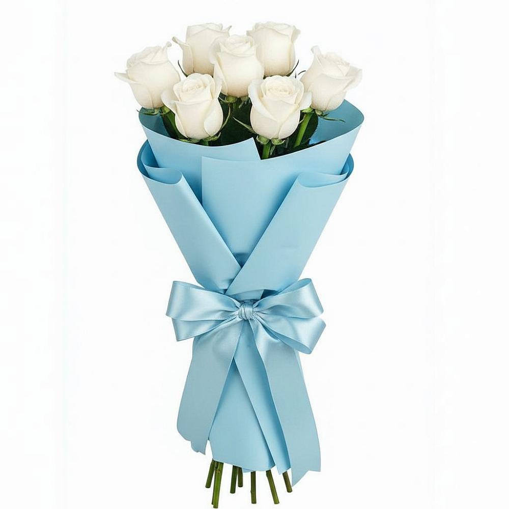 Букет 7 белых роз Проуд в Елизаветинской Ростовской области