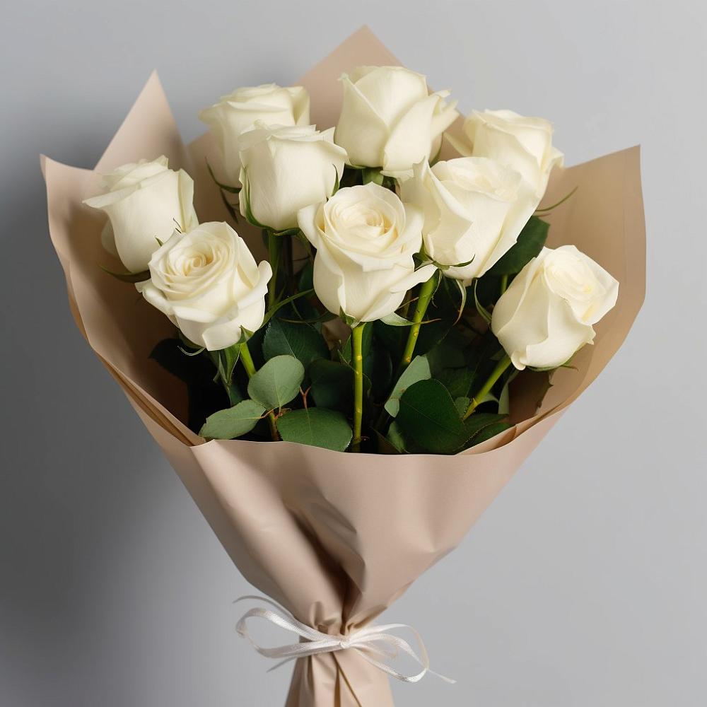 Букет 9 Белых роз Эдлесс Лав в Елизаветинской Ростовской области