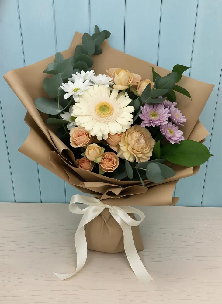 Букет цветов из: Герберы и Хризантемы в Елизаветинской Ростовской области