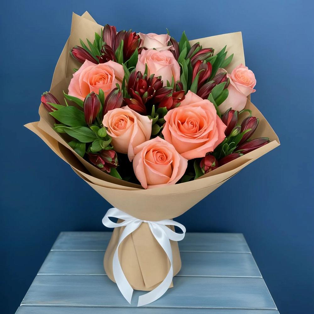 Букет цветов из: Розы и Альстромерии в Елизаветинской Ростовской области