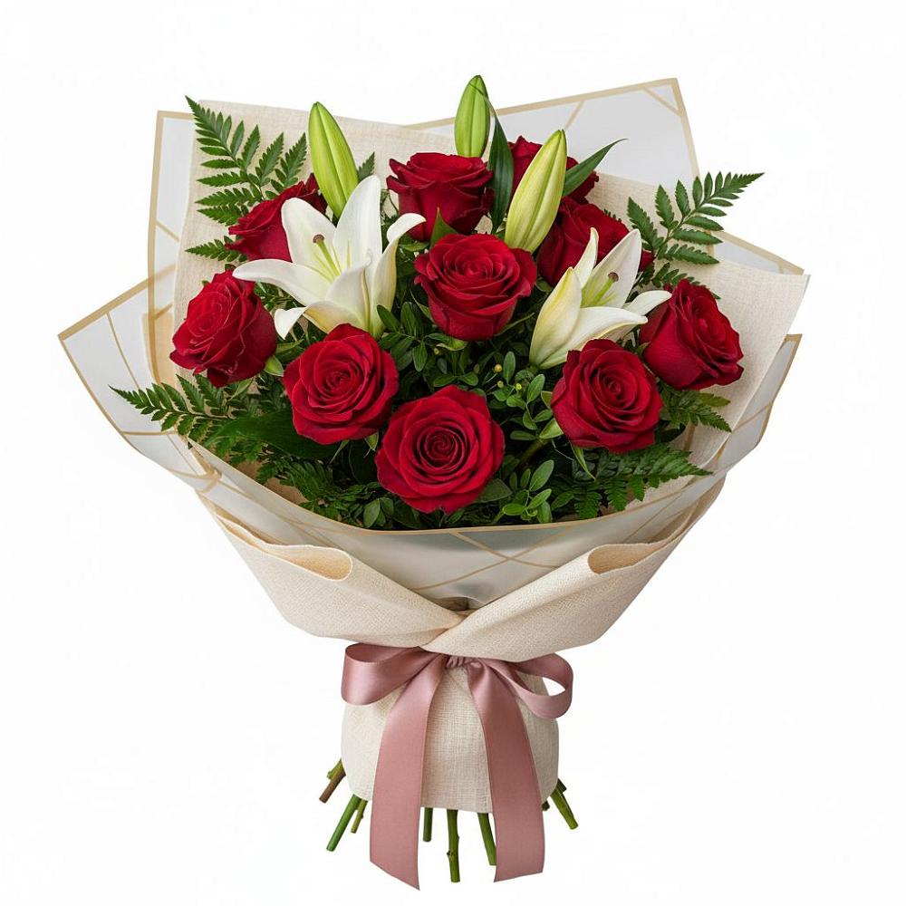 Букет цветов из: Лилии и Розы в Елизаветинской Ростовской области