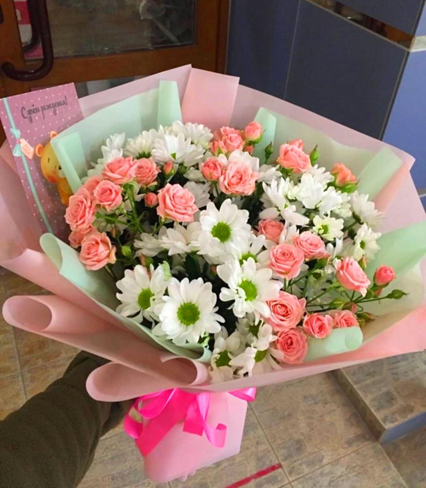 Букет цветов из: Розы и Хризантемы в Елизаветинской Ростовской области
