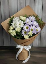 Букет цветов из:  Хризантемы и Розы в Елизаветинской Ростовской области