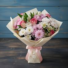 Букет цветов из:  Хризантемы, Альстромерии и Розы в Елизаветинской Ростовской области