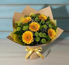 Букет цветов из:  Герберы и Хризантемы в Елизаветинской Ростовской области