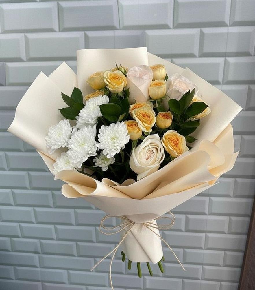 Букет цветов из: Розы и Хризантемы в Елизаветинской Ростовской области