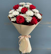 Букет цветов из:  Розы и Хризантемы в Елизаветинской Ростовской области